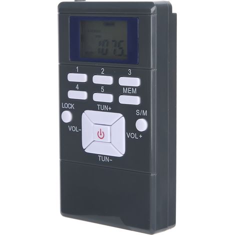 QQT102 Radio professionnelle mini portable FM stéréo avec écran LCD et écouteurs, gris foncé