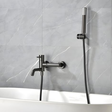 IMEX - Grifo Bañera y Ducha Monomando Serie Monza Black Gun Metal