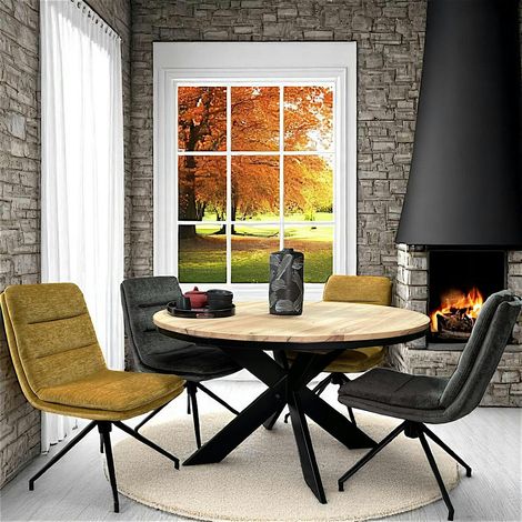 Table ronde extensible en chêne blanc 140 cm PALERME (1/5)