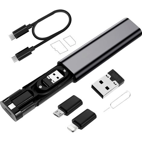 Kit adattatore multi-USB a C 6 in 1 - Convertitore multiportatile con cavo di ricarica da 0,23 m - Per 16, 15, 14, 13 Pro Max, Mini S25, S24, S23 Plus, A55
