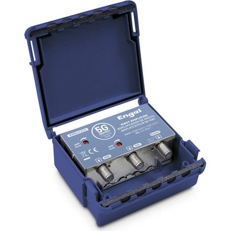 Amplificateur TV 2 entrées UHF-DAB+ 40dB gain élevé – Connecteurs type F – Installation près de l'antenne pour meilleur signal – M-E