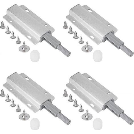 Set mit 4 Magnetriegeln für Türöffner mit Druckmechanismus, Türöffner mit Druckmechanismus, magnetischer Türschließer für Türöffner mit Druckmechanismus (silber)