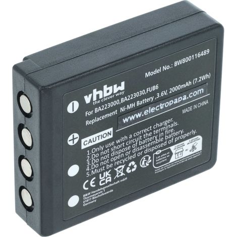 vhbw Batterie compatible avec HBC Radiomatic Spectrum 2, Vector Pro télécommande remote control (2000mAh, 3,6V, NiMH)