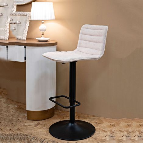 Hocker Essaou, höhenverstellbar, mit Rückenlehne, gepolstert, 43x50x86h cm Cremeweiß (1/5)