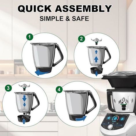 Couteau Thermomix - compatible TM5/TM6/Vorwerk TMF, lame pétrissage inox haute précision, sans résidus - couteau Étiquette (1/4)