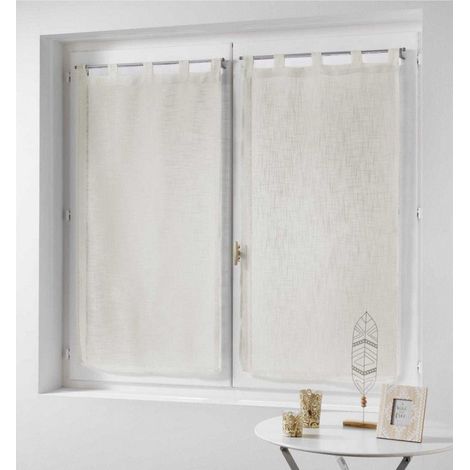 Ac-Deco – Paire de rideaux voilages effet lin 60x160 cm – 100% polyester – 5 passants pour accrochage facile – Vendu à la paire