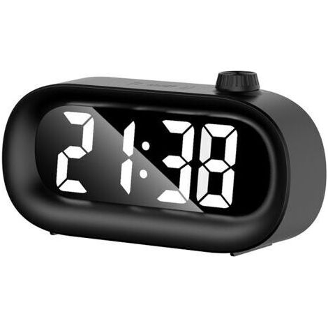 Réveil électronique LED de bureau avec minuteur visuel, grand écran et son puissant - Rechargeable noir (1/3)