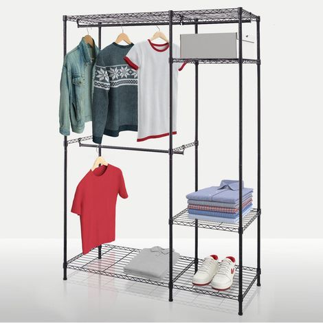Armoire Edward Portemanteau ouvert en acier thermolaqué avec tringles à vêtements et étagères réglables (1/4)