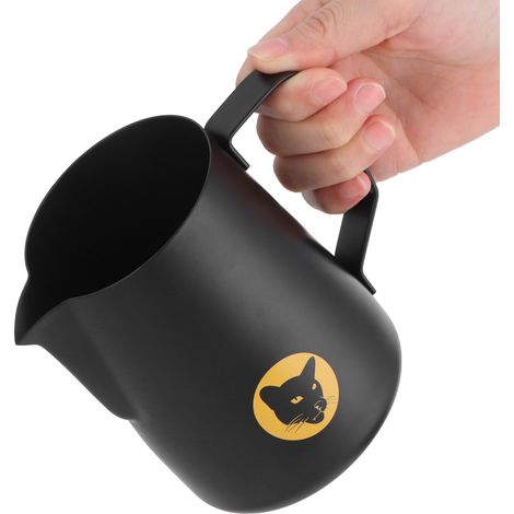 Pichet à lait inox 304 noir 600ml pour mousseur à lait et café (1/5)