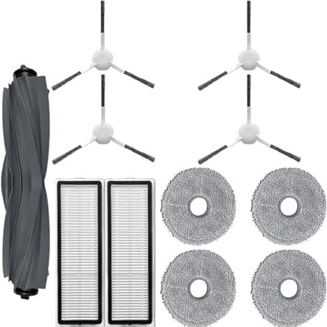 Applicable Lot de 11 pièces de rechange pour aspirateurs Dreame L10 Ultra /L10s ultra /L10s pro/L10 prime - Pièces de rechange comprenant 1 brosse principale, 4 chiffons de serpillère, 2 filtres HEPA (1/5)