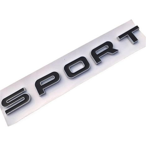 Emblème Sport ABS Noir Argent - 1 Pièce - Lettres Coffre Arrière - Résistant Intempéries - Pour Range Rover - 162x18mm
