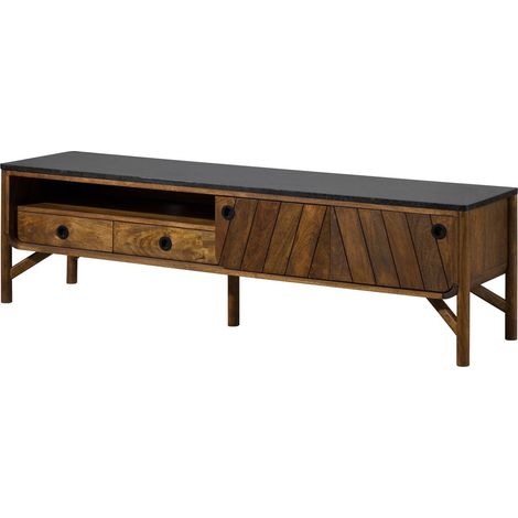 Mobile TV in legno di Mango 180x45x50 marrone oliato / granito scuro LOS ANGELES 102