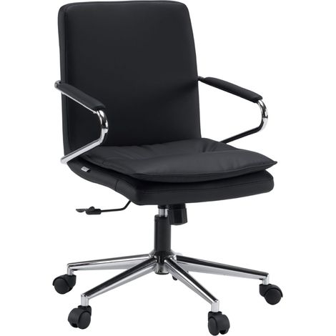 Chaise de bureau / chaise pivotante Rovento en similicuir noir hjh OFFICE (1/4)