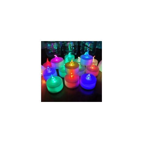 Juego de 12 velas LED tipo candela, 7 colores cambiantes, sin llama, funcionan con pilas, de larga duración, decoración para bodas, Halloween y Navidad (multicolor) - Crezuo