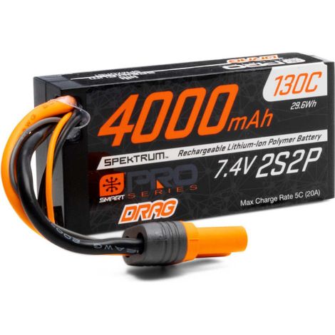 7.4V 4000mAh 2S 130C Smart No Prep Drag LiPo Battery: IC5