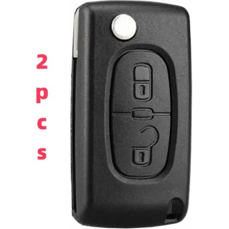 2-Tasten-Schlüsselgehäuse, kompatibel mit CE0523 Klappschlüssel für Peugeot 207 307 308 407 408 3008 5008 Citroen C2 C3 C4 C5 C6 C8 (2 Tasten, CE0523) (1/4)