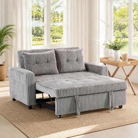 Sofá cama 157 x 190 cm de poliéster gris claro, modular, para salón FloraGrace (1/5)