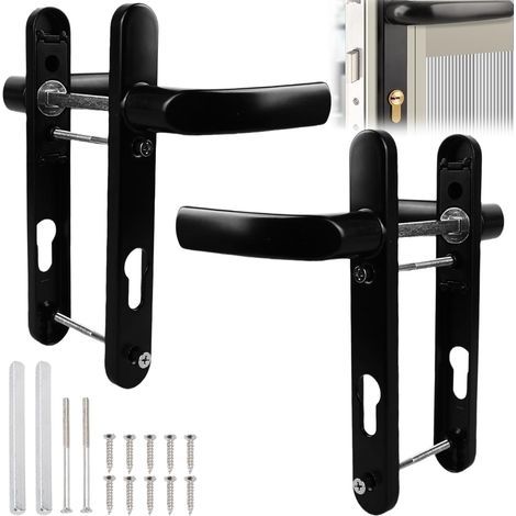 2 pièces Poignée de porte Noir: Garniture de bouton en alliage d'aluminium, poignées pour portes intérieures, garniture de poignée universelle Türklinke Noire, espacement des trous de 85 mm au centre (1/5)