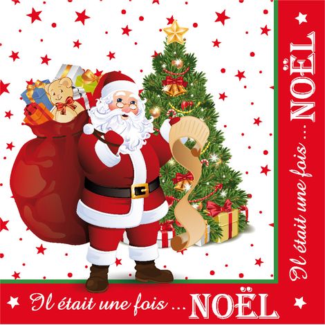 Lot de 20 serviettes en papier il etait une fois noel