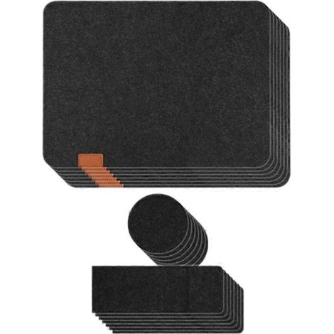Ensemble de 7 sets de table en feutre lavable, dessous de verre, pochettes à couverts, sous-verres, noirs (1/5)