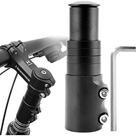 Rehausse Potence VTT Potence de Guidon Fourche Extenseur Réglable Rallonge Potence Velo en Alliage d'Aluminium Rallonge de Tige Fourche Bicyclette Étendre Riser pour Vélo de Route BMX Noir 28,6mm (1/5)