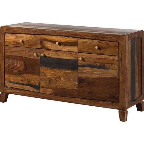 Sideboard Sheesham 140x45x80 dunkelbraun lackiert ANCONA 222