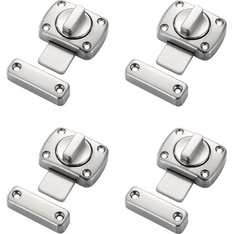 Verrou de porte de salle de bain/toilettes 55x40mm, verrou rotatif pour barrière pour animaux, en alliage de zinc, finition brossée, pour meubles, placards et fenêtres, lot de 4.