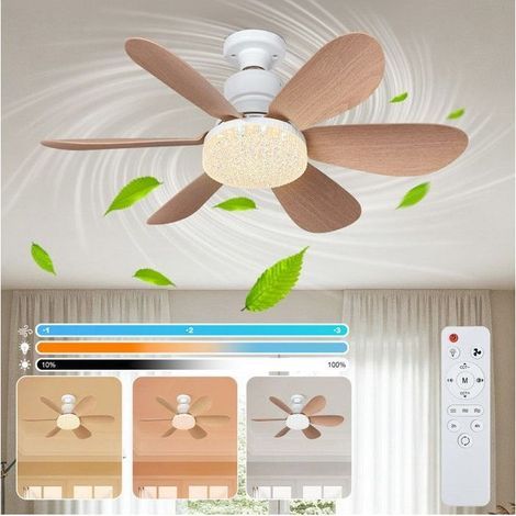 Ventilateur Plafond avec Lumiere 52cm 40W LED Lampe Plafonnier Ventilateur Silencieux avec Telecommande pour Chambre Salon Cuisine (1/5)