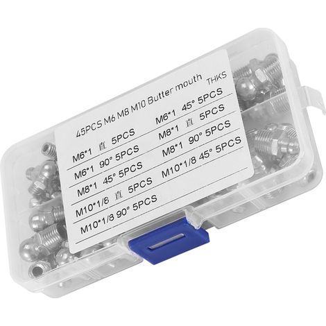 Kits d'assortiment de 45 graisseurs Zerk en laiton métallique durable M6/M8/M10 (1/5)