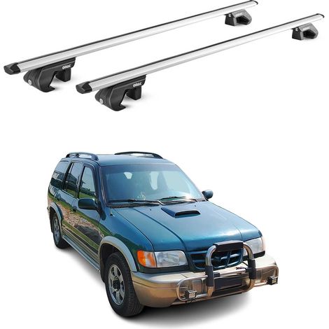 OMAC Dachträger Aluminium TÜV geprüft für Kia Sportage mk1 JA 1995-2004 – Für Standard Dachreling – T Nut – Max 90 kg – 2 Schlösser Silber (1/5)