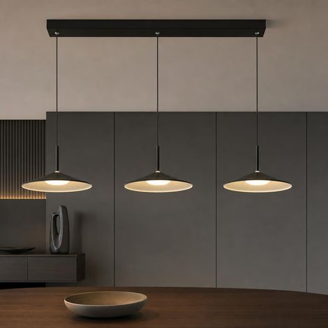 Hängeleuchte Esszimmerlampe Pendelleuchte LED schwarz matt Retro 3 Flammig opal (1/5)