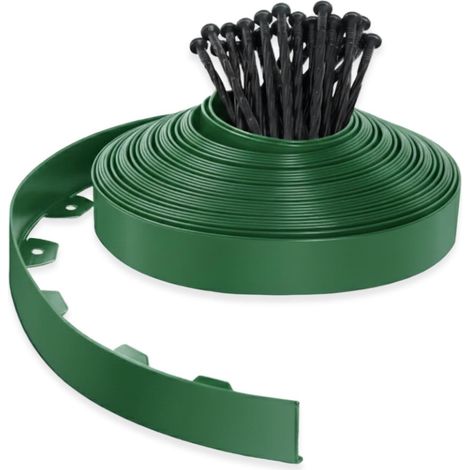 PLANTAWA Bordo per prato artificiale verde 10 m, 30 picchetti  Delimitazione e fissaggio del perimetro, contenimento di materiali e finitura professionale, flessibile, discreto e resistente per (1/5)
