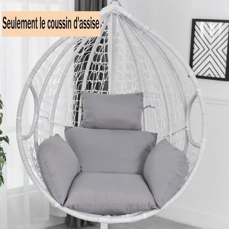 Coussins pour Chaise Suspendue – Rembourrage Confortable pour Siège Hamac, Jardin, Patio, Remplissage en Polyester, Gris (1/4)