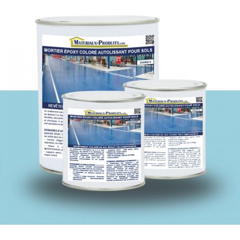 Mortier époxy coloré autolissant pour sols - 2.5 Kg Bleu Piscine - MATPRO (1/5)