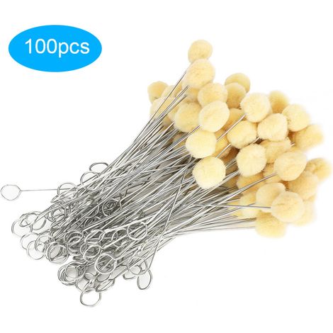 Lot de 100 applicateurs en cuir et laine, brosse à teinture grasse avec manche en métal, outil de bricolage fait main (1/5)