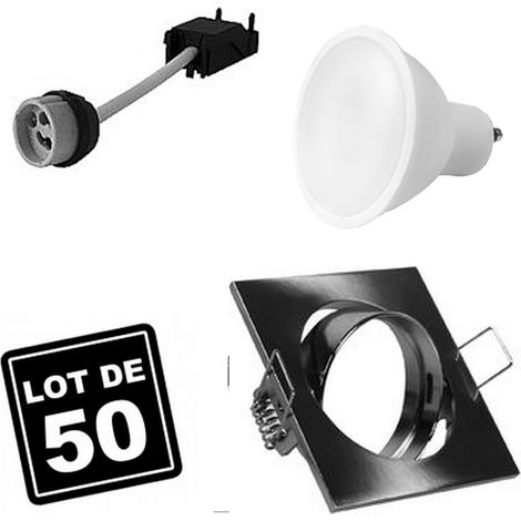 50 x 7W Bianco caldo Quadrato da incasso regolabile in alluminio spazzolato con GU10 LED 2700k (1/2)