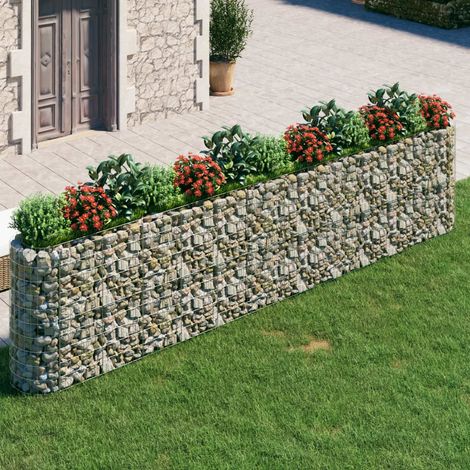 Jardinière Bac A Fleur Lit surélevé à gabion Fer galvanisé 470x50x100 cm 91574 (1/5)