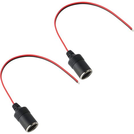 Car Cigarette Lighter Socket, 12V Car Motorcycle Boat Female Cigarette Lighter Plug Adapter Cable (Pack of 2)