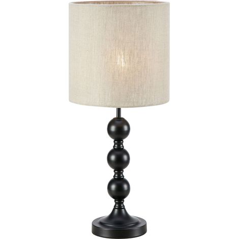 Lampe de table E27 40W Max, noire avec abat-jour lin beige - Markslöjd - Octo (1/3)