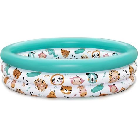 Aufblasbares Planschbecken mit drei Ringen für Kinder – 102 cm x 102 cm x 25 cm – Mehrfarbig (1/5)