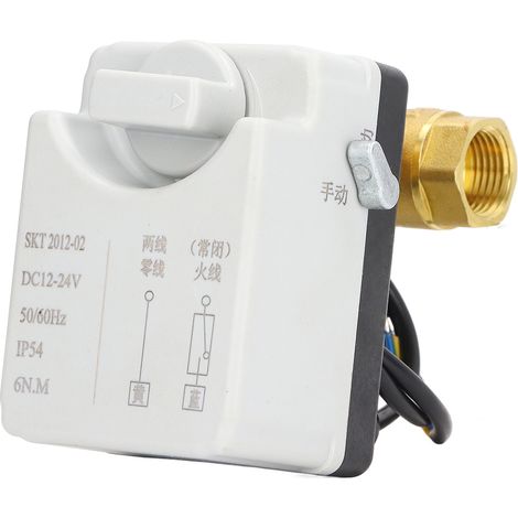 Vanne motorisée 2 fils 2 voies Normalement Fermée DN15 Laiton ABS DC 12V-24V Accessoire (1/5)