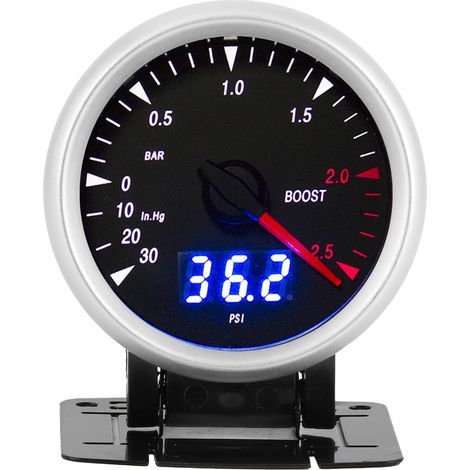 aqxreight - Turbodruckanzeige, 60mm / 2,5in 12V Universal-Auto-Turbodruckanzeige mit LED -30-2,5 BAR LED-Steuerung. (1/5)