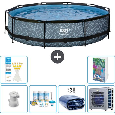 Exit Pool Rund - Steinoptik - 360x76 cm - 7-teilig  S302 (1/5)