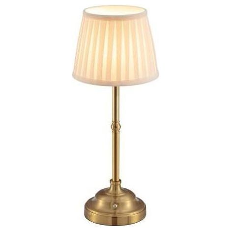 Lampada da tavolo LED wireless BUNTHAUS con finitura dimmerabile - Lampada da comodino retrò - Funzionamento a batteria - 4000 mAh - Adatta per interni, esterni, bar, soggiorno (Oro + Paralume Beige) (1/5)