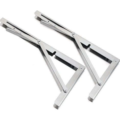Lot de 2 supports pliables de 250 mm, support console pliable en acier inoxydable, support étagère mural (1/4)