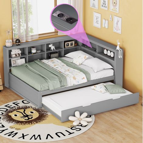 Sofá-cama 140x200 Cm Cama Nido 90x190 Cm Gris (1/5)