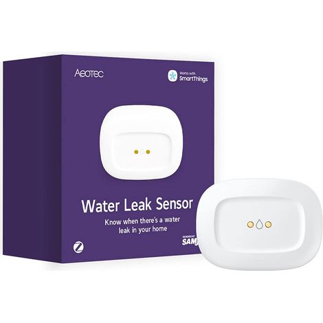 AEOTEC SmartThings Zigbee, sensore d'Acqua Intelligente, Allarme affidabile in Caso di perdite d'Acqua (1/4)