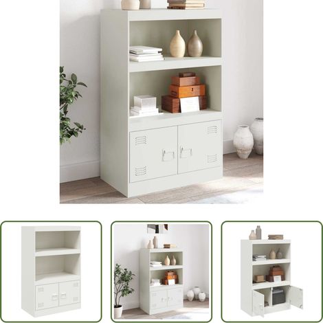 vidaXL Buffet avec poignées -  Buffet blanc 67x39x107 cm acier (1/5)
