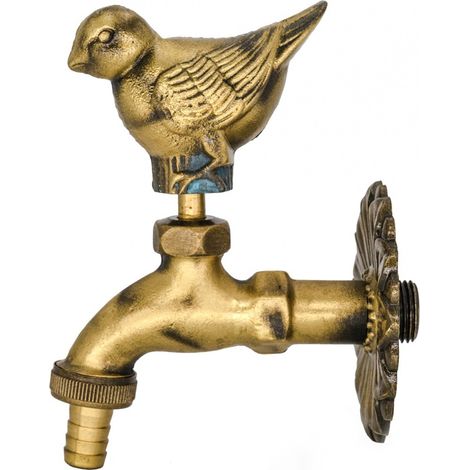 Robinet extérieur, robinet de jardin, robinet en forme d'animal, laiton antique (1/4)