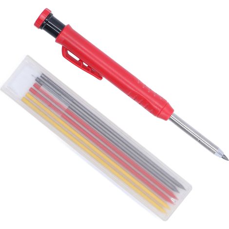 Marqueur pour bois pointe carbure de tungstène 2,8 mm outil de traçage multifonction avec recharges 3 couleurs (noir rouge jaune) (1/5)